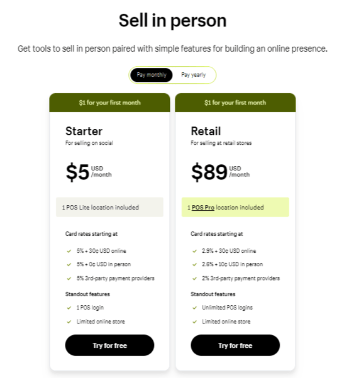 Shopify Retail Plan
